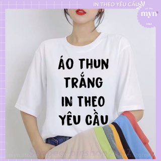 Áo Thun Tay Lửng Trắng In Hình Theo Yêu Cầu