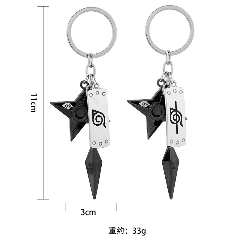 Móc khóa kim loại hình vật dụng shuriken kunai trong animme Naruto