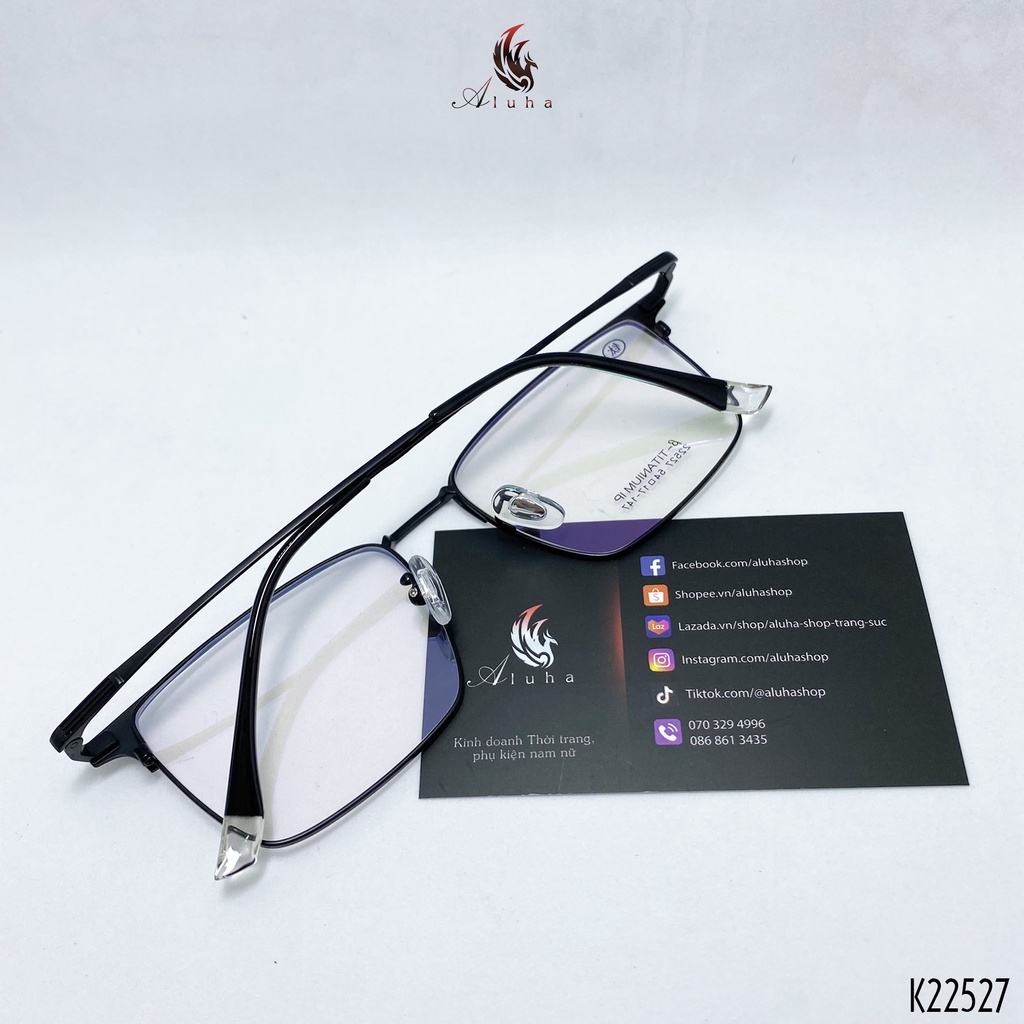 Gọng kính Titan tinh khiết cao cấp siêu nhẹ siêu bền siêu dẻo - K22527 - Aluha