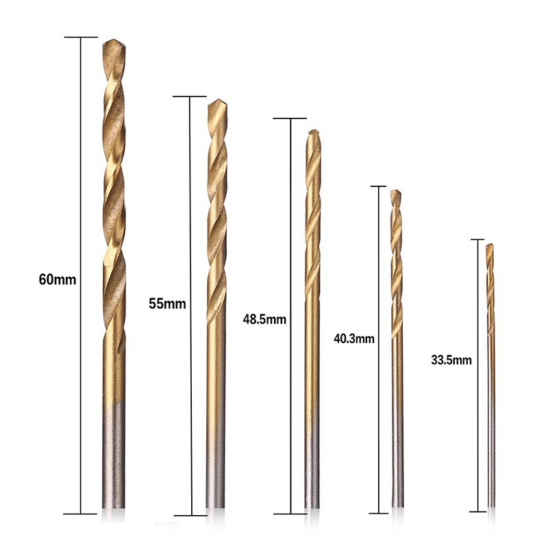 Bộ 50 mũi khoan xoắn titan HSS phủ titan