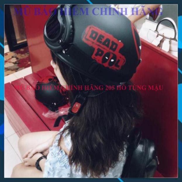 Mũ Nón Bảo Hiểm Nửa Đầu 1/2 Deadpool Đỏ - Thêm Kính Chống Tia UV Tốt | Mũ Nhựa ABS Độ Bền Cao BH 6 Tháng