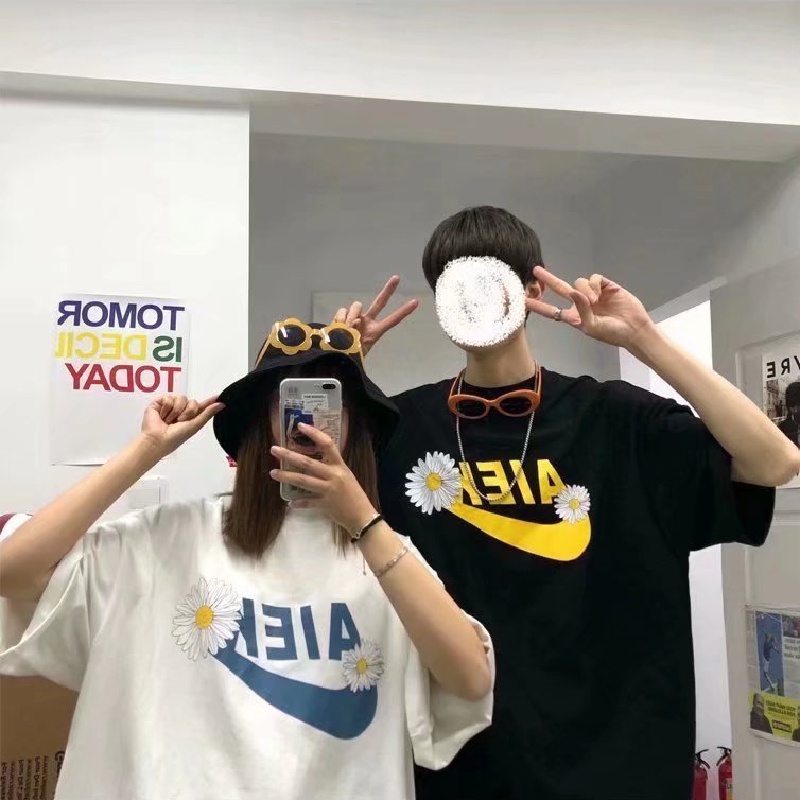 Áo Thun Tay Ngắn Dáng Rộng In Hình Biểu Tượng Cảm Xúc Kiểu Hip-Hop Đường Phố Nhật Bản Cá Tính Cho Nam