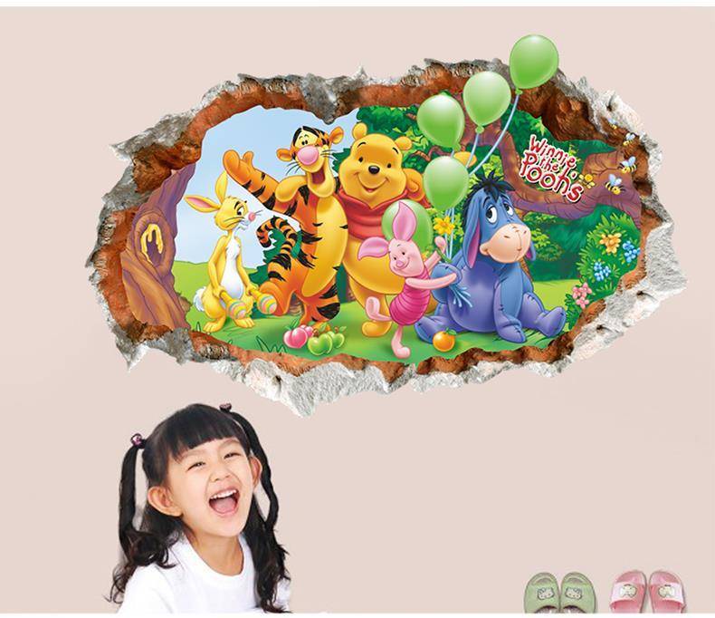 Disney winnie pooh gấu sticker trẻ em phòng bé giường lớp trang trí sticker phim hoạt hình mẫu giáo