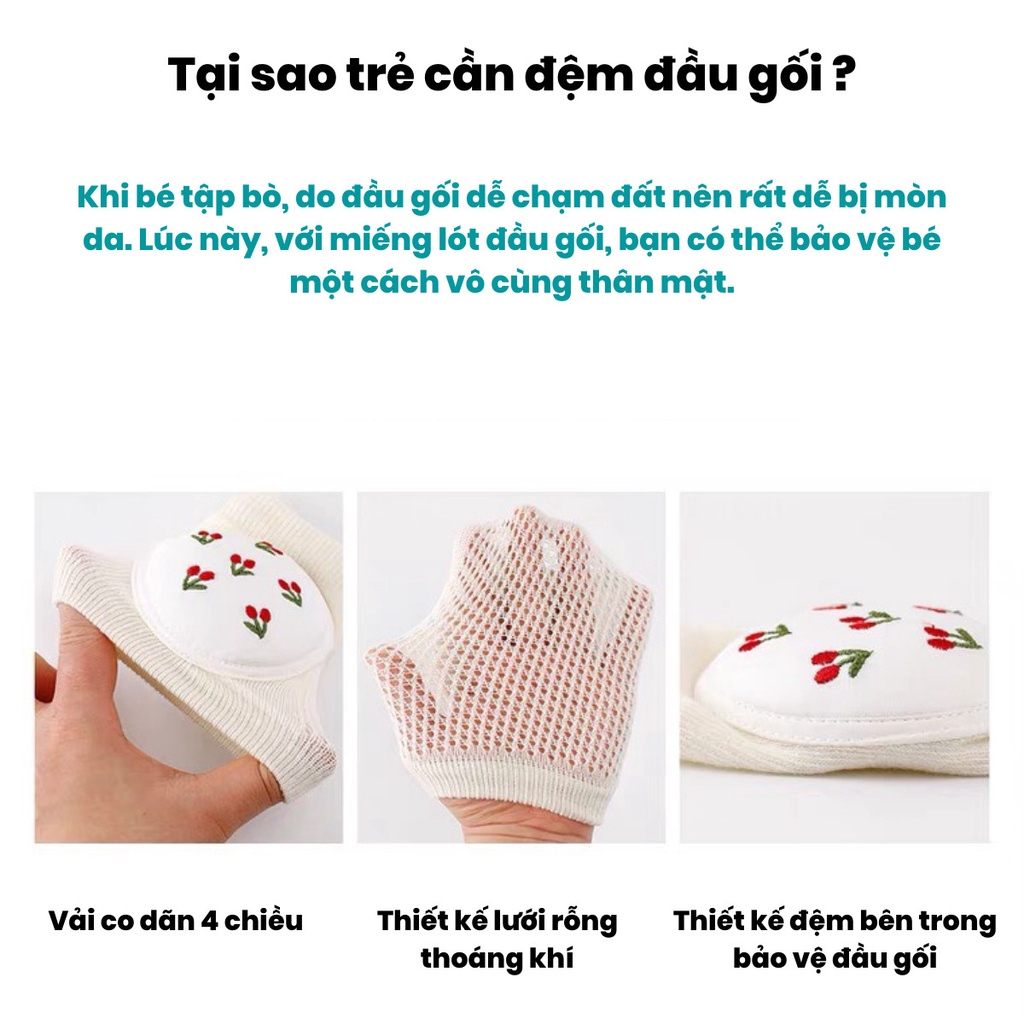 Miếng Lót Bảo Vệ Đầu Gối Cho Bé Tập Bò, Chất Liệu Coton Mềm Mịn An Toàn Cho Bé Hanghieuchobe