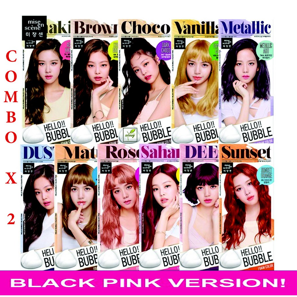 Combo 2 Hộp Thuốc Nhuộm Gội Nhuộm Hello Bubble Mise En Scene Blackpink