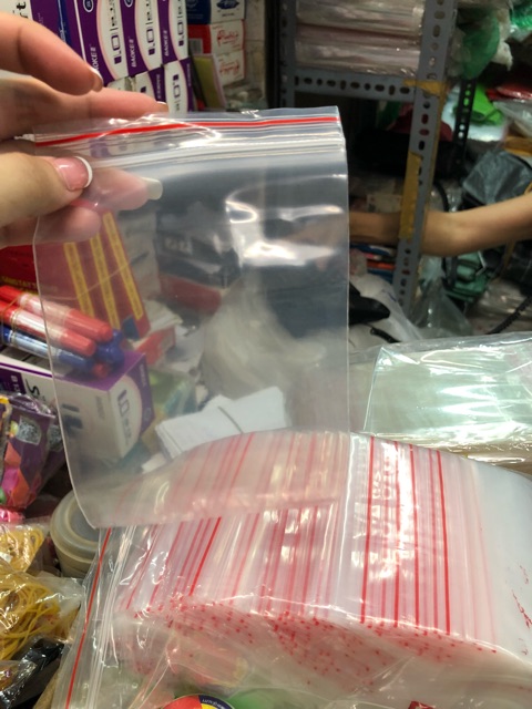 Túi zip chỉ đỏ 1kg túi khóa zip bấm miệng loại  hàng DẦY và THƯỜNG có sẵn nhiều kích thước