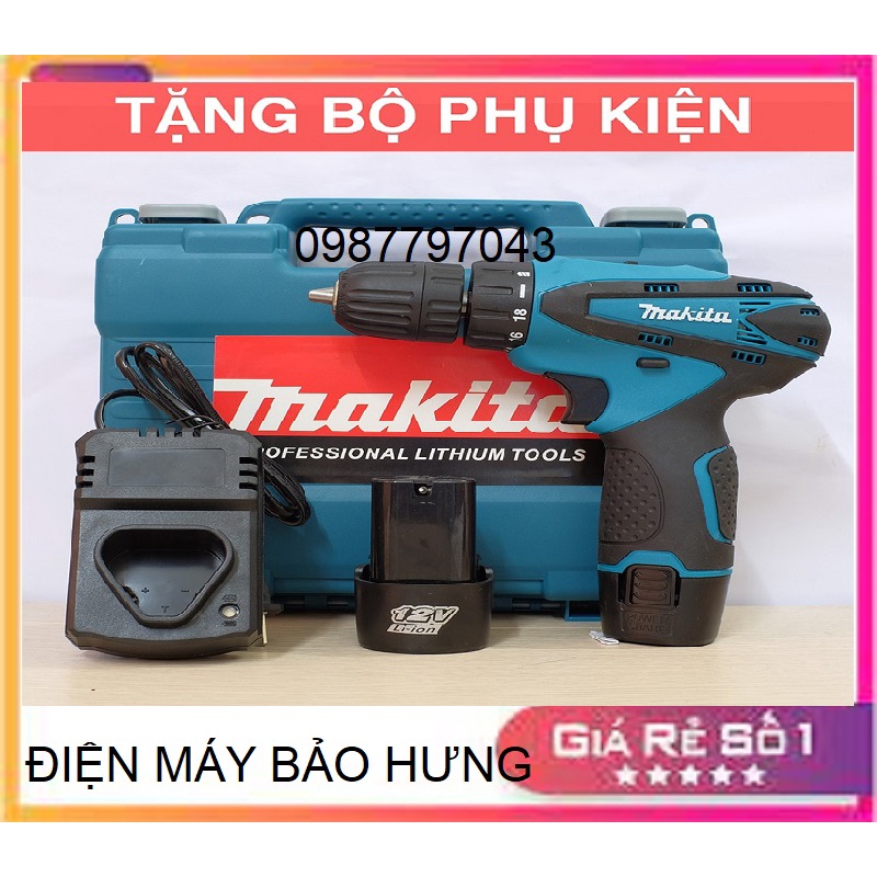 Máy Khoan Bắt Vít Dùng Pin Maktia 12V - Đa chức năng - 2 Pin - Máy bắn vít cầm tay mini - Tặng mũi khoan