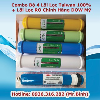 Combo Bộ 4 Lõi Lọc Chức Năng Taiwan Và 1 Lõi Lọc RO Chính Hãng Dow Mỹ