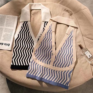 Áo Yếm Kẻ Sọc Cổ V Siêu Hót