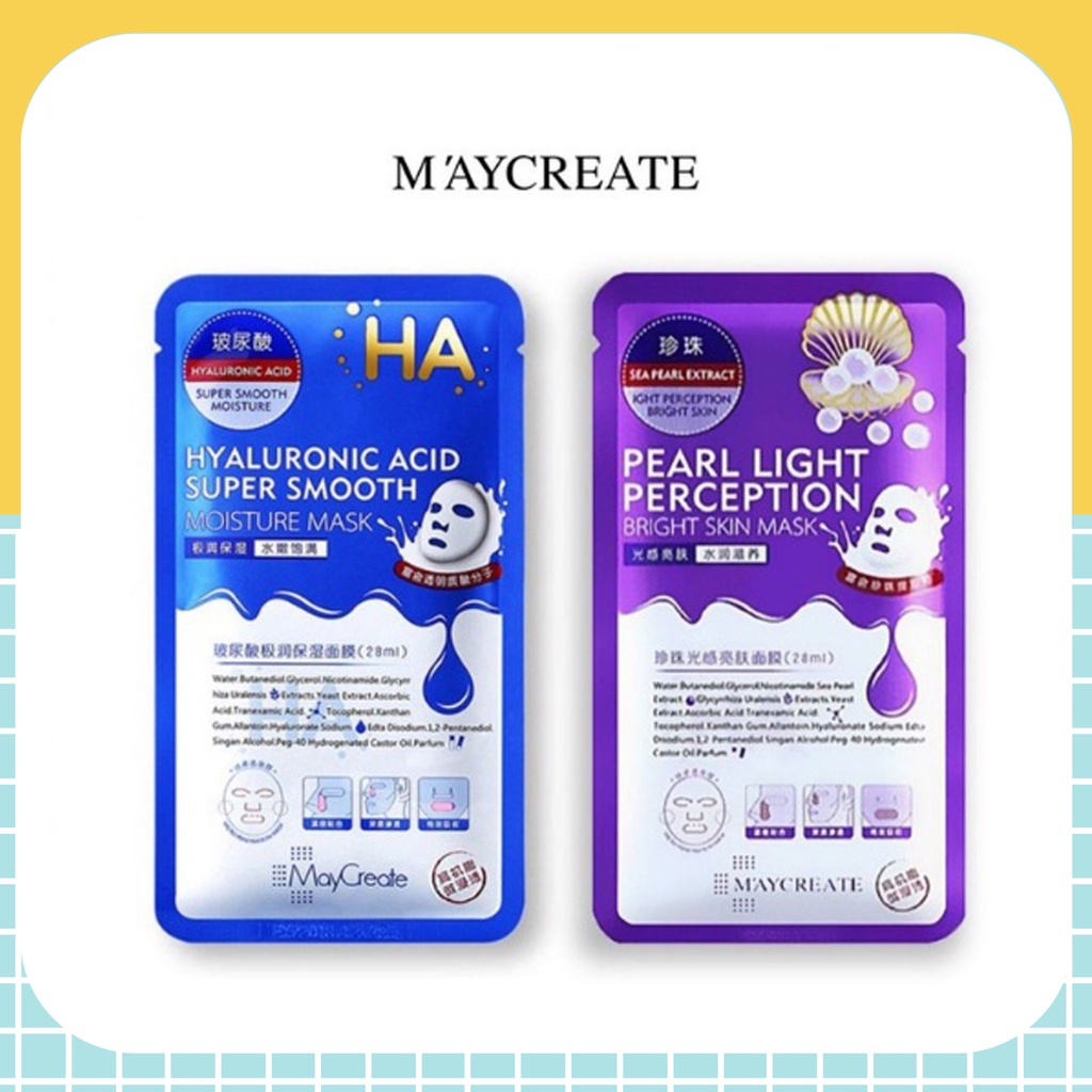 Mặt Nạ HA Dưỡng Ẩm Trắng Da Maycreate Mask Ha  Hàng Nội Địa Trung