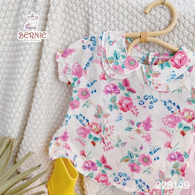 Bộ bé gái Bernie hoa cổ sen chất thô mềm cho bé từ 9-22kg-22B149