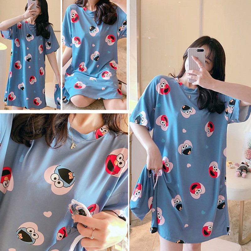 Summer New Women Short-sleeved Nightdress ,Summer Spring And Autumn Thin Section Loose Home Service Long Pajamas | BigBuy360 - bigbuy360.vn