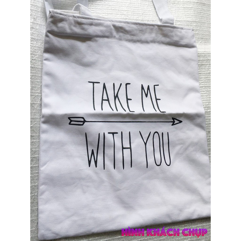 Túi Vải Tote Mũi Tên With You Có Dây Kéo P1522