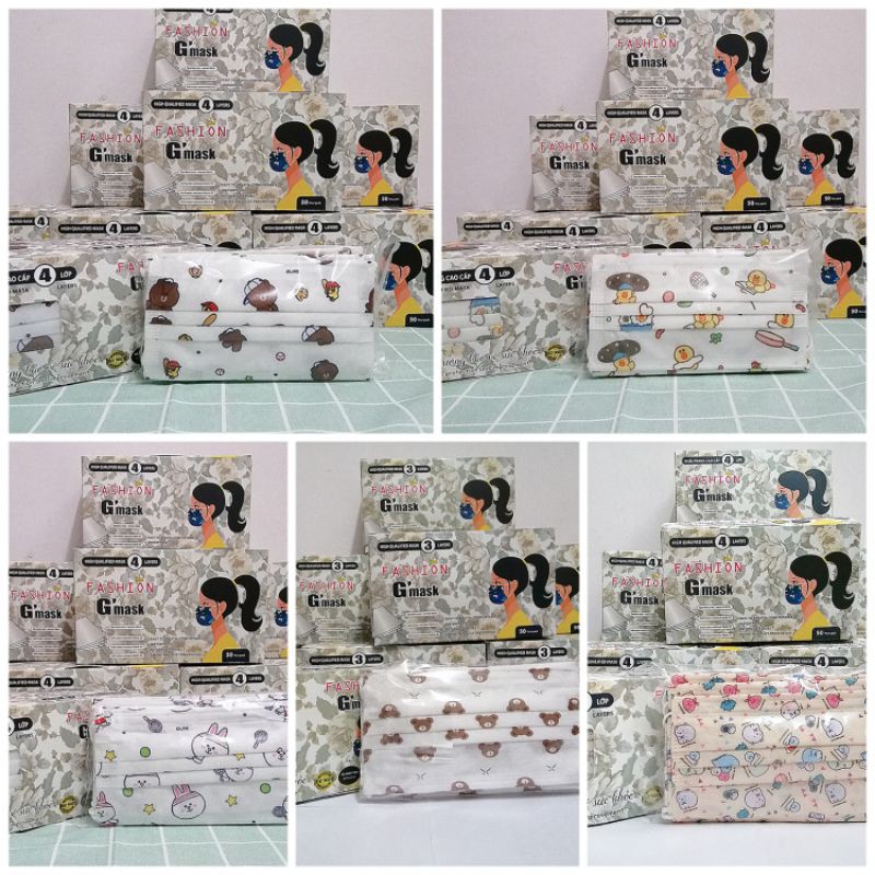 (Mẫu mới nhất) Khẩu Trang Cao Cấp 4 Lớp Hoạ Tiết Hoạt Hình Garcotex Fashion Mask (Phiên Bản Giới Hạn)