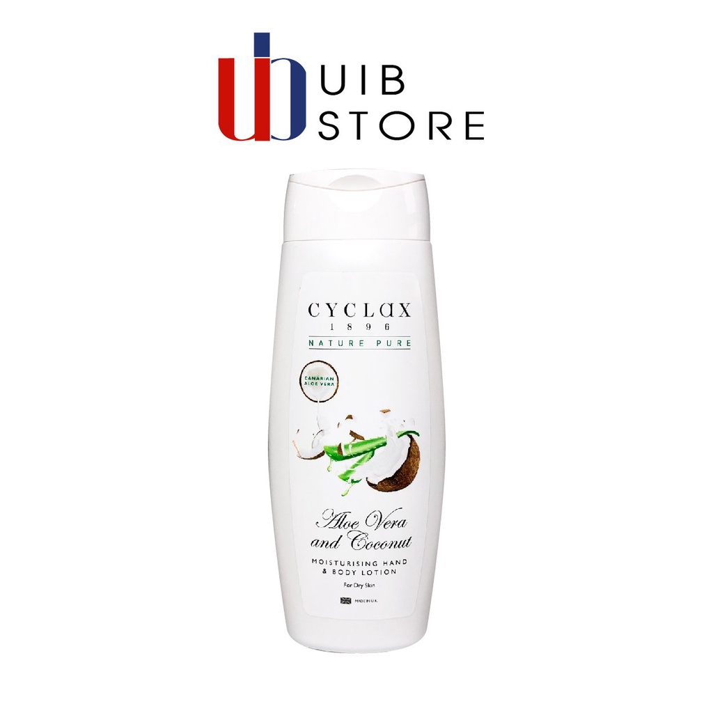 Lotion dưỡng ẩm cho da tay và cơ thể chiết xuất lô hội, dừa-Aloe vera and coconut moisturising hand &amp; body lotion CYCLAX
