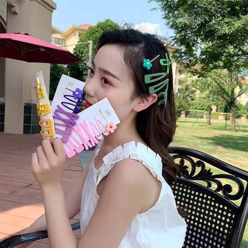 Kẹp Tóc Nữ Hình Học/ Kẹp Tóc Họa Tiết Hình Học/ Bông Hoa Màu Sắc Ngọt Ngào Dễ Thương