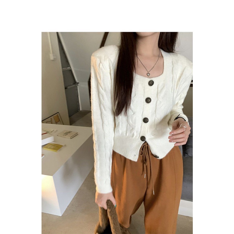 Áo Khoác Cardigan Dệt Kim Dáng Rộng Màu Đỏ Phong Cách Cổ Điển Mừng Năm Mới
