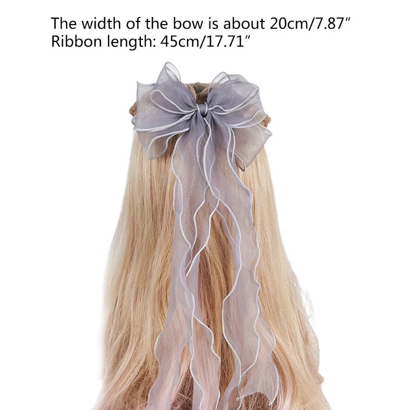 XIXI Kẹp tóc nơ 3 lớp màu sắc lấp lánh phong cách cổ điển dành cho nữ