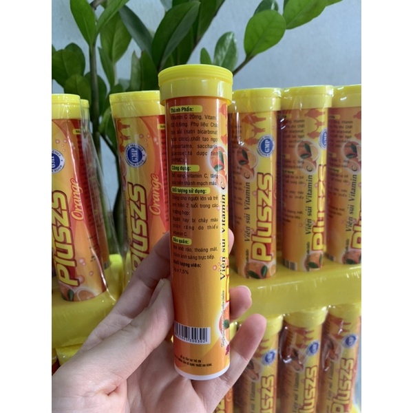 Viên sủi Vitamin C Pluszs- vị cam- giúp bố sung vitamin C, tăng sức bền thành mạch máu