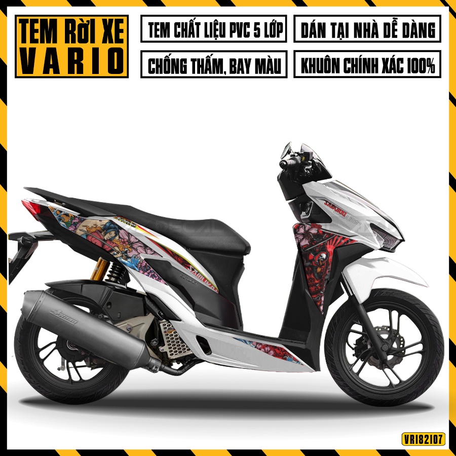 Tem Dán Xe Vario Mẫu Samurai | VR182107SMR | Chất Liệu Decal PVC Cắt Khuôn Sẵn, Chống Thấm Nước