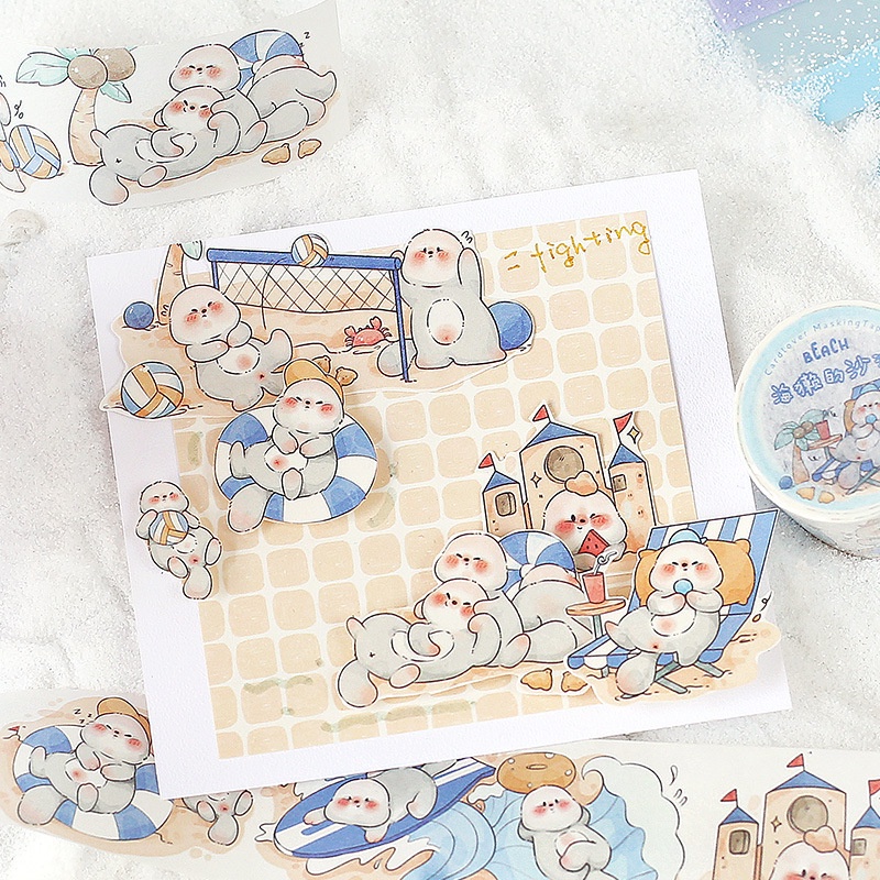 Washi Tape Cute Hoạ Tiết Hình Thú Gấu Thỏ Dễ Thương Dán Sổ Tay Decor Trang Trí Bullet Journal WS21