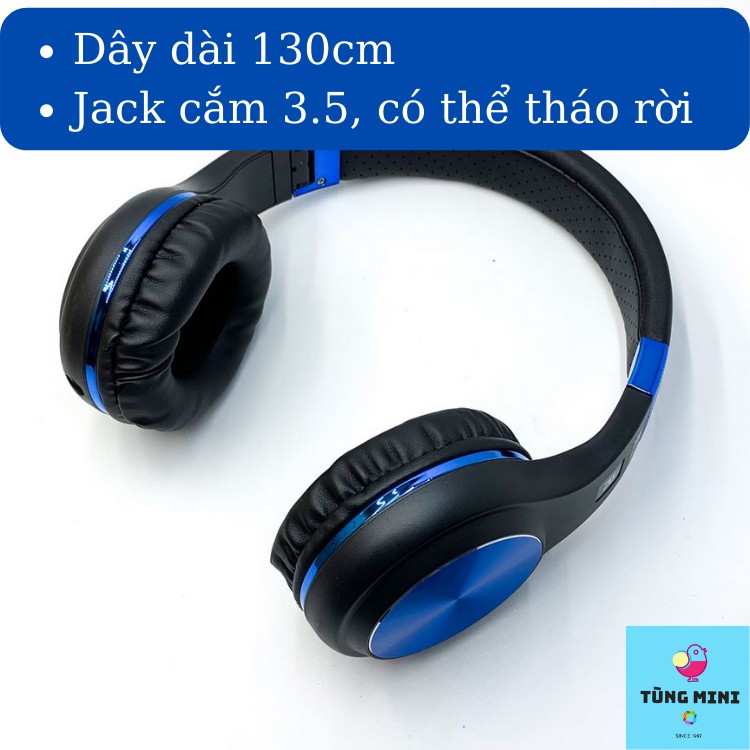 Tai Nghe Chụp Tai Có Dây Có Mic Jack 2 Đầu 3.5mm Dài 1.3m Chơi Game Nghe Nhạc