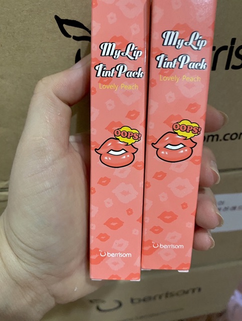 Son xăm môi Hàn Quốc Berisom Chu My Lip Tint Pack  #Lovely Peach- màu cam đào tự nhiên