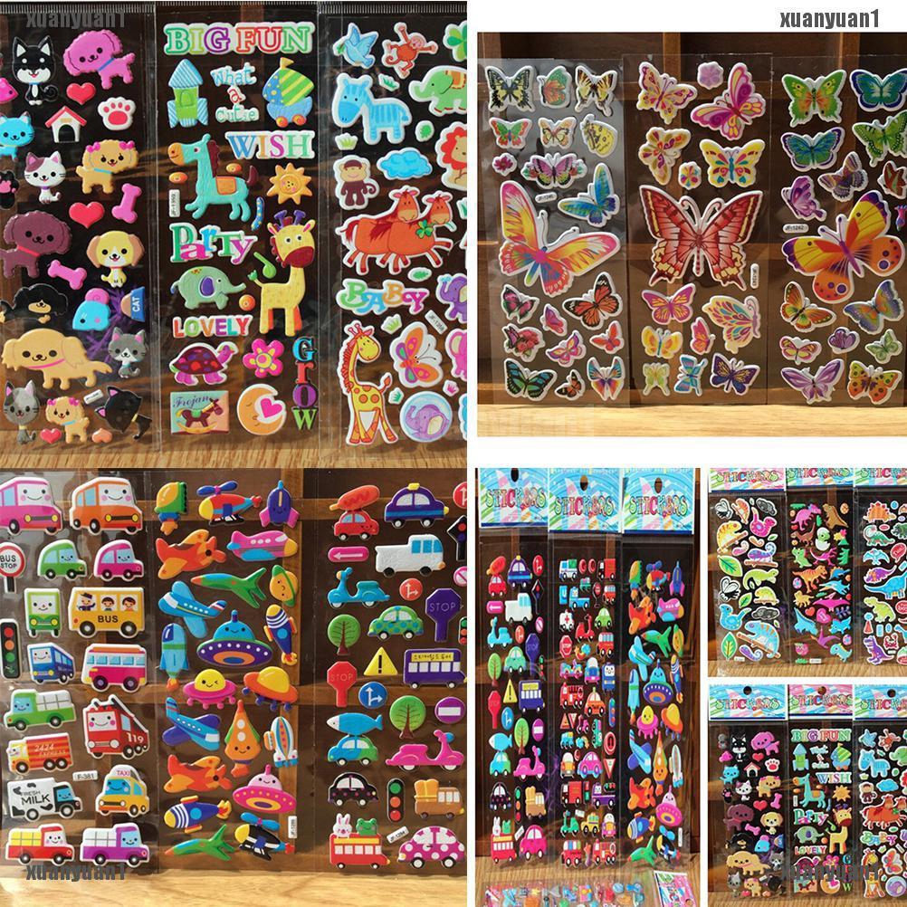 Bộ 10 Sticker Hoạt Hình 3D Xinh Xắn