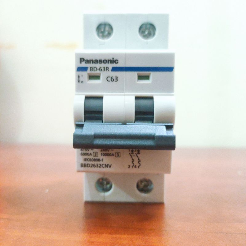 Cầu dao tự động DIN bảo vệ quá tải và ngắn mạch, MCB, CB 2 tép BBD 2P 6A -> 63A dòng cắt 6kA Panasonic BBD