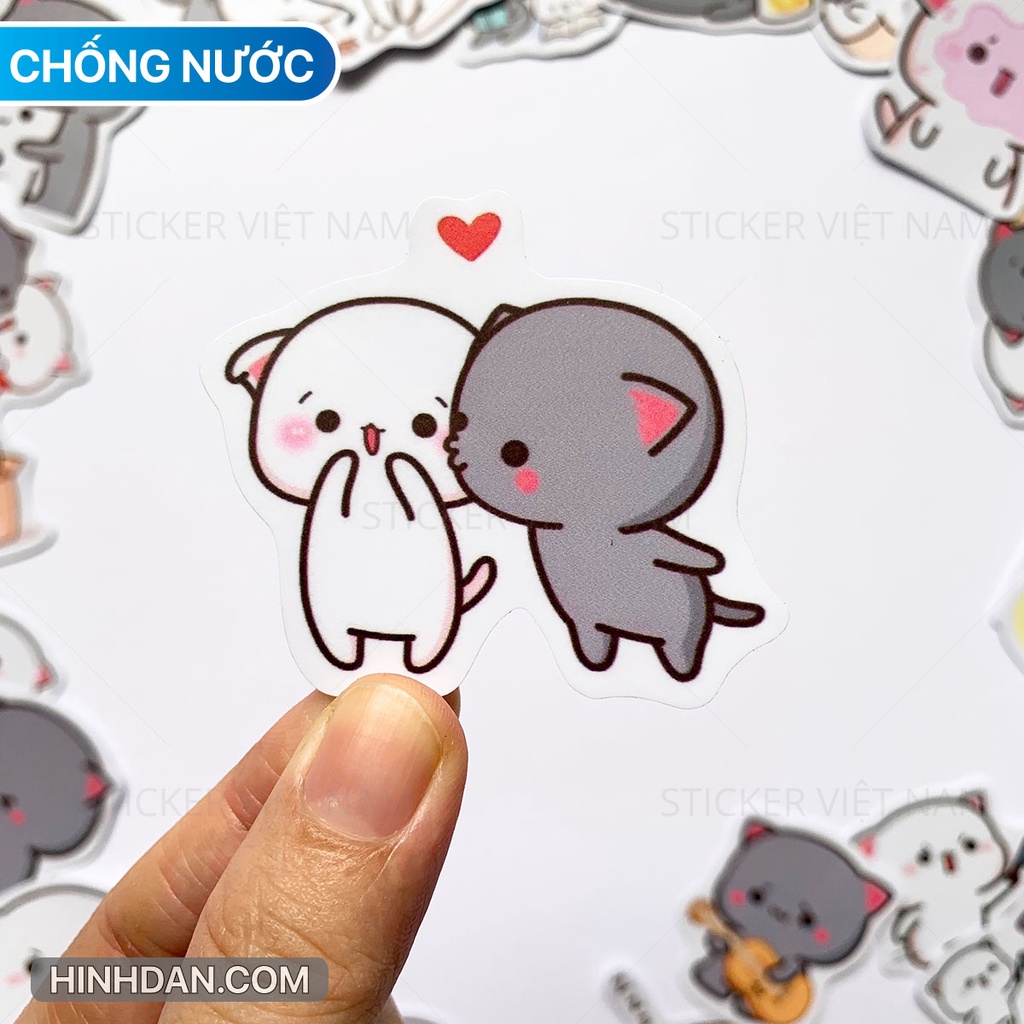 10 sticker Mochi siêu dễ thương ngộ nghĩnh - Chất liệu PVC chất lượng cao chống nước - Kích thước 4-6cm