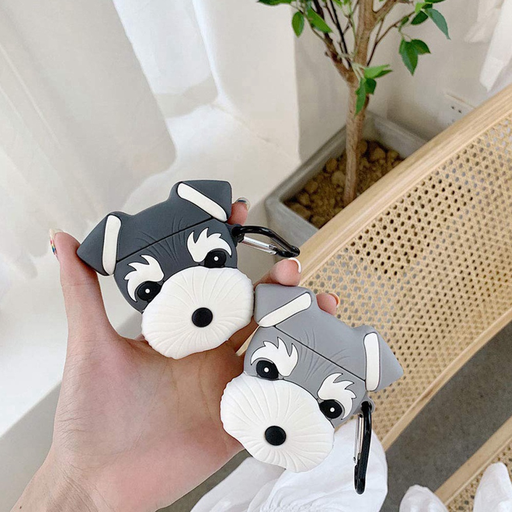 Vỏ Bảo Vệ Hộp Sạc Airpods 1 &amp; 2 Hình Schnauzer 3d Độc Đáo