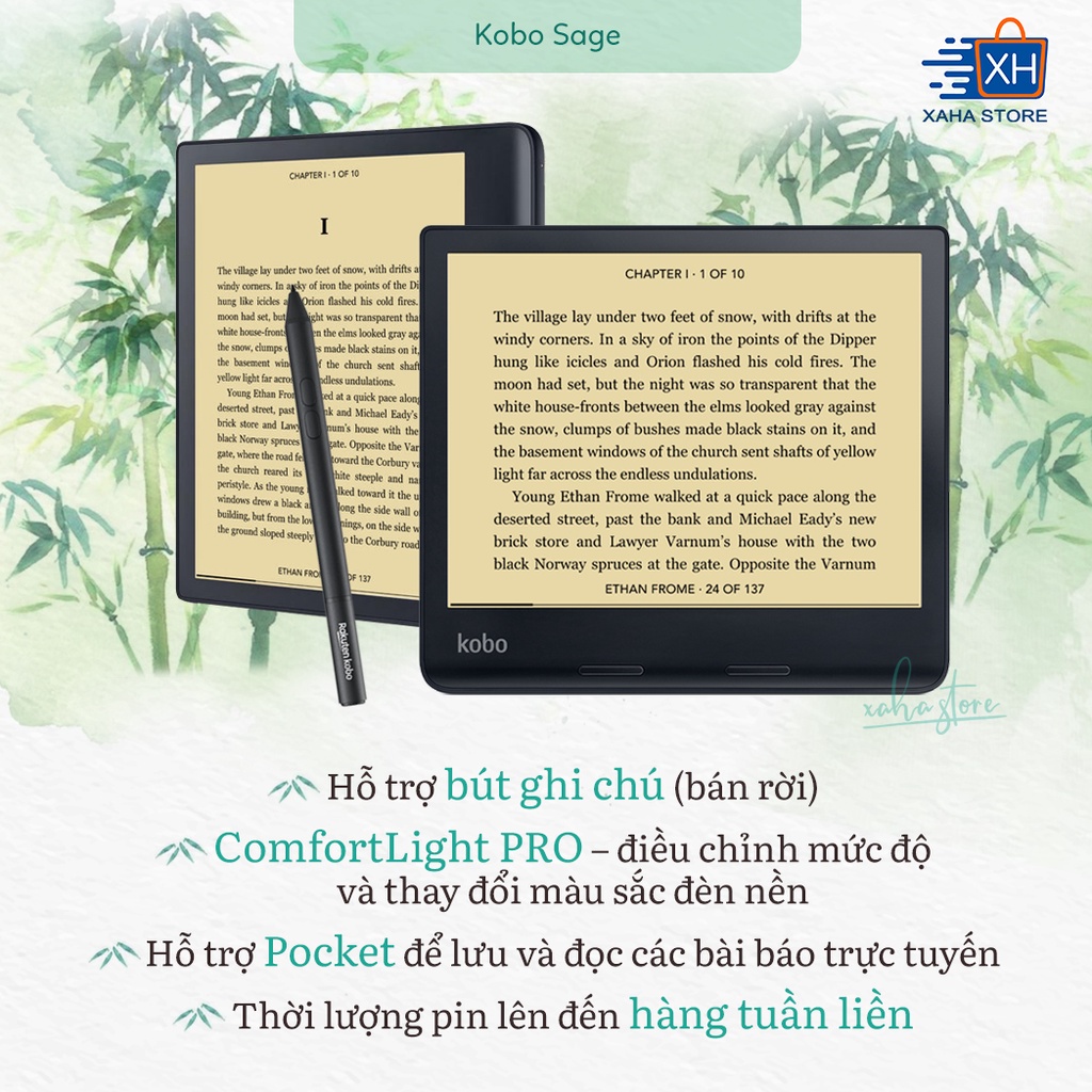 [Hàng Hiếm Và Chất] Máy Đọc Sách Kobo Sage 8 Inch Có Thể Dùng Bút Stylus Chính Hãng - Xaha Store