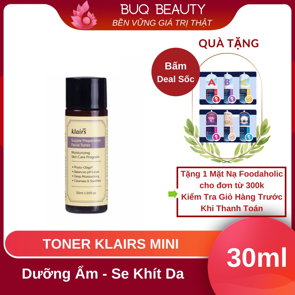 Nước hoa hồng Klairs Supple Preparation Facial Toner Mini - Toner Klairs 30ml