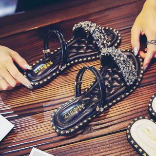Dép quai hậu gắn đá xinh (size 35-40)