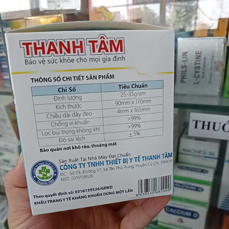 ✅ [Chính Hãng] KHẨU TRANG Y TẾ THÀNH TÂM 4 LỚP KHÁNG KHUẨN hộp (50 cái)