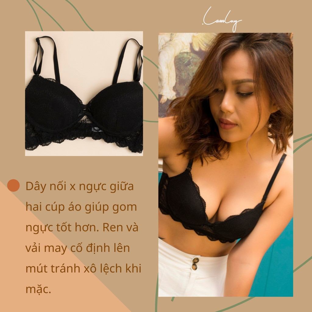Áo ngực không gọng Lamluy Bra Lamluy Ren Đen nâng ngực tốt | BigBuy360 - bigbuy360.vn