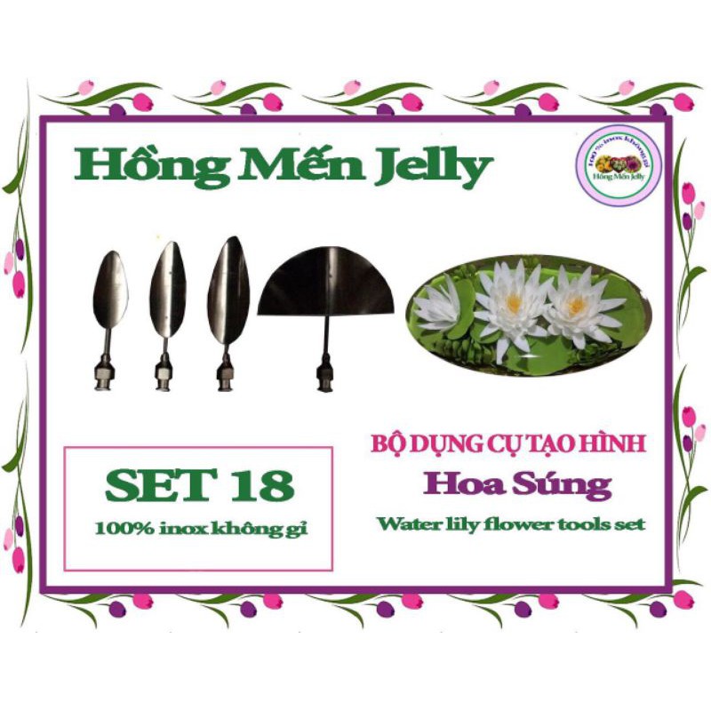 Bộ dụng cụ làm thạch 3D Hồng Mến Jelly -Set 18:hoa súng