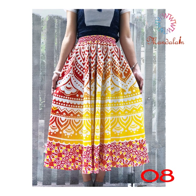 [Hàng nhập] Chân váy xoè thổ cẩm nhập khẩu Ấn Độ  freesize boho đẹp độc lạ chất lượng