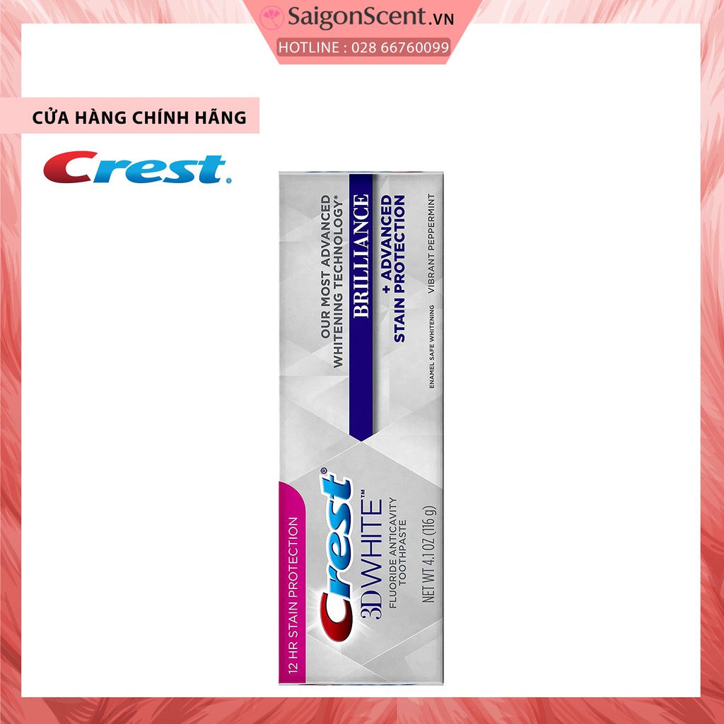 Kem đánh răng Crest 3D White Brilliance Advanced Stain Protection ( 116g )