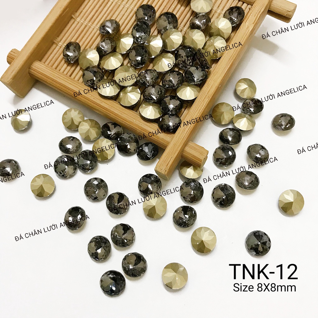 Túi 10 Viên Đá Khối Nail Hình Tròn Màu Đen Trang Trí Móng Siêu Sáng ANGELICA TNK