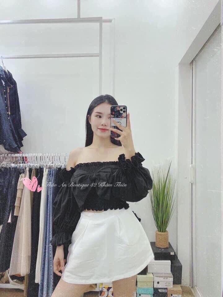 Áo trễ vai nơ ngực dáng mới nhiều màu
