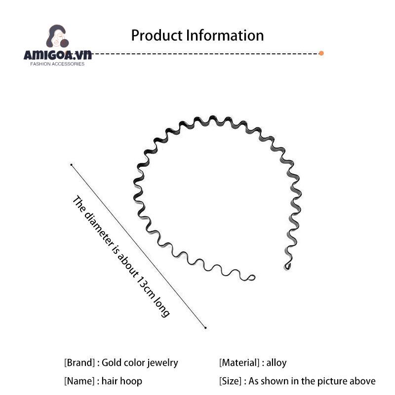 ✨✨Băng đô cài tóc bằng kim loại màu đen hình gợn sóng chống trượt cho cả nam và nữ