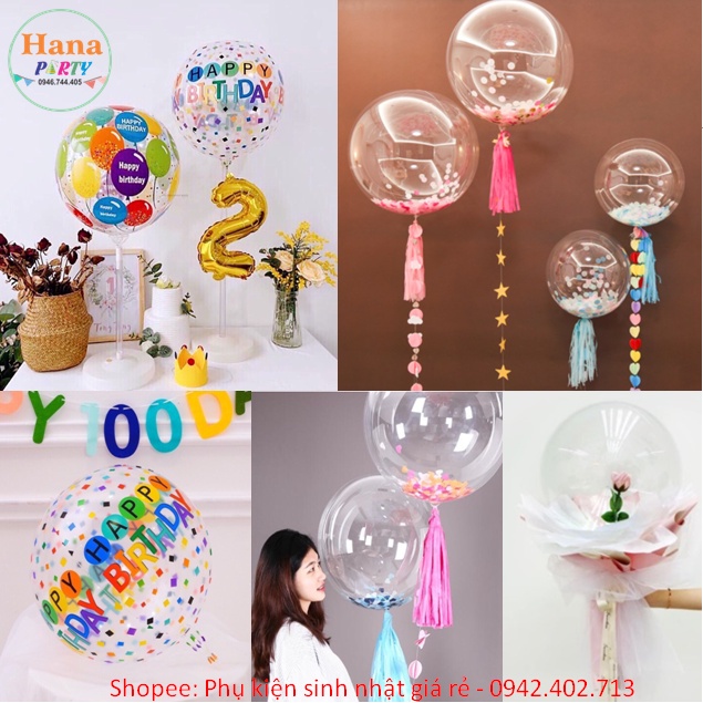 Bong bóng sinh nhật Jumbo nhựa PE Trong suốt in hình Bobo 18&quot; 24&quot; 36&quot;