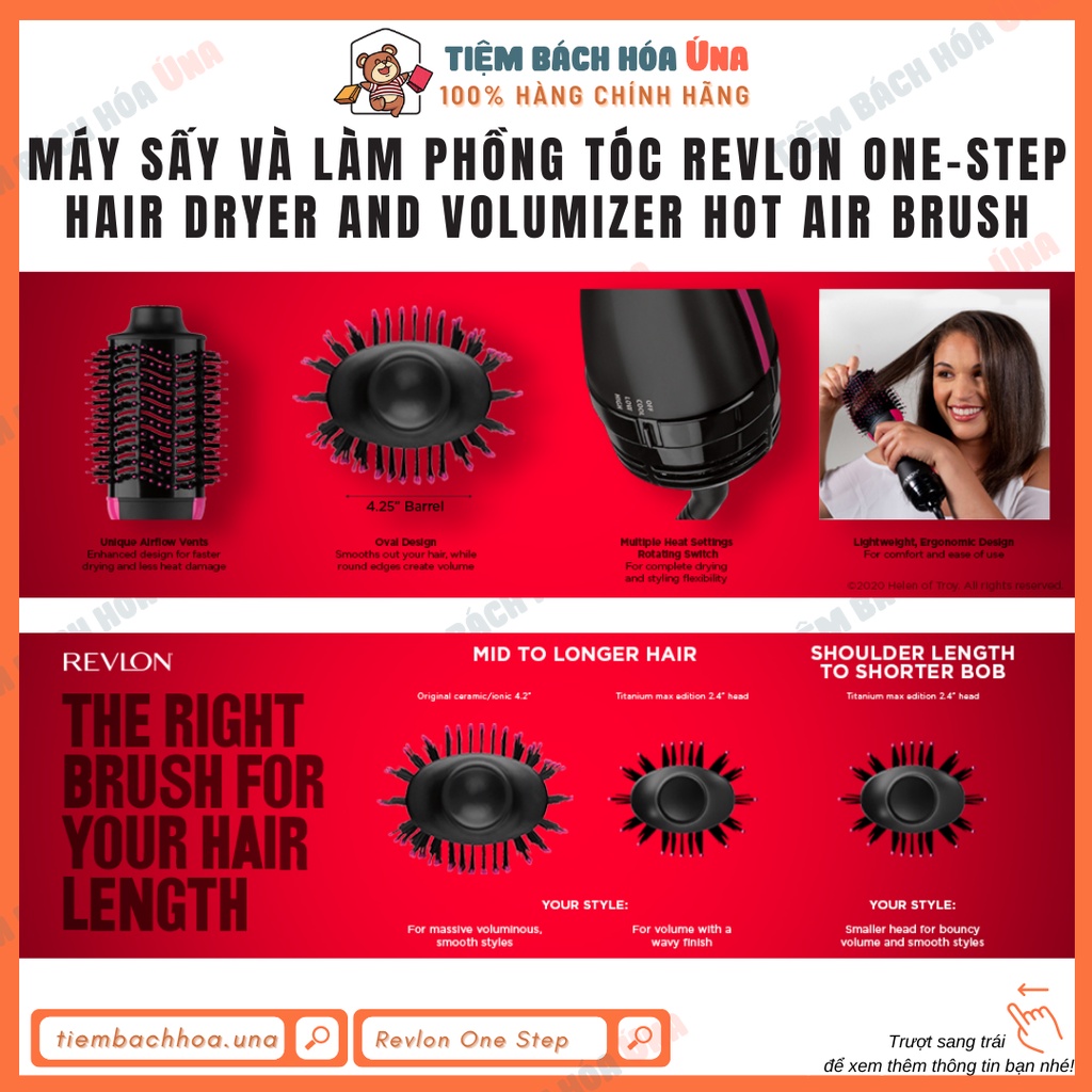 Máy sấy và làm phồng tóc REVLON One-Step Hair Dryer And Volumizer Hot Air Brush