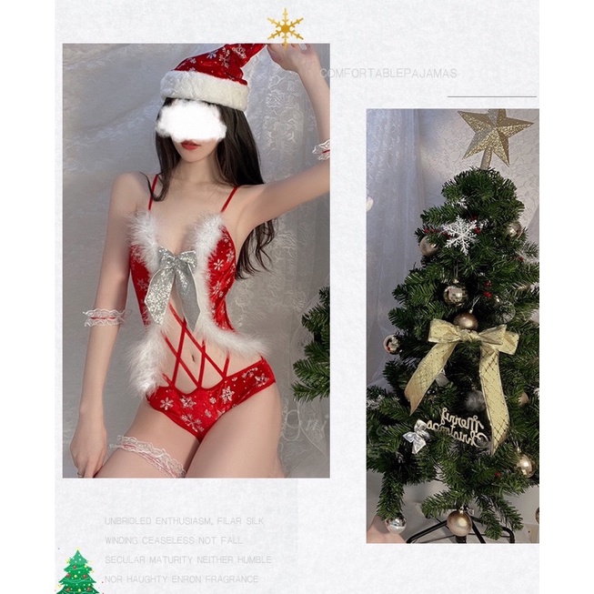 QR19985 - Bodysuit Noel Phối Nhũ Bạc Sexy - Concept Giáng Sinh Quyến Rũ