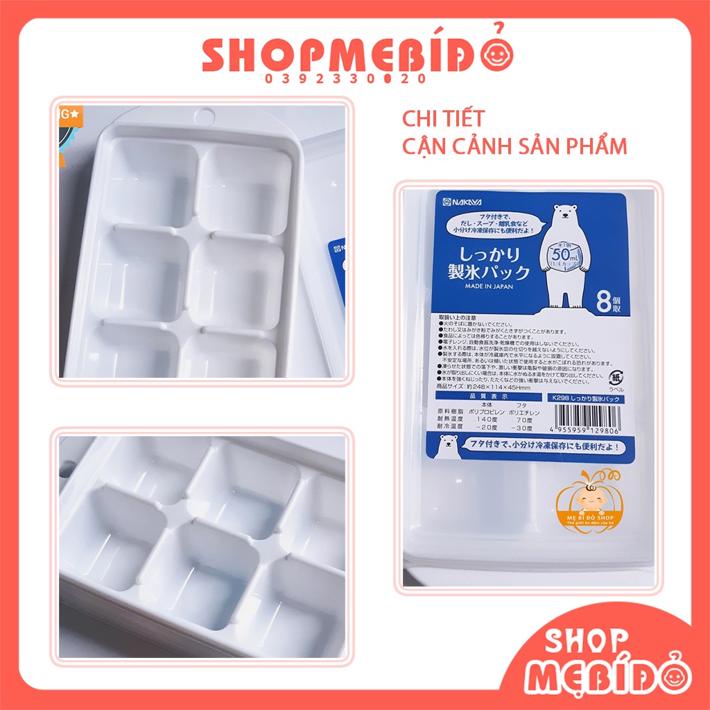 Khay Trữ Đông Đồ Ăn Dặm 8 Ngăn Nắp Dẻo NAKAYA Nhật Bản