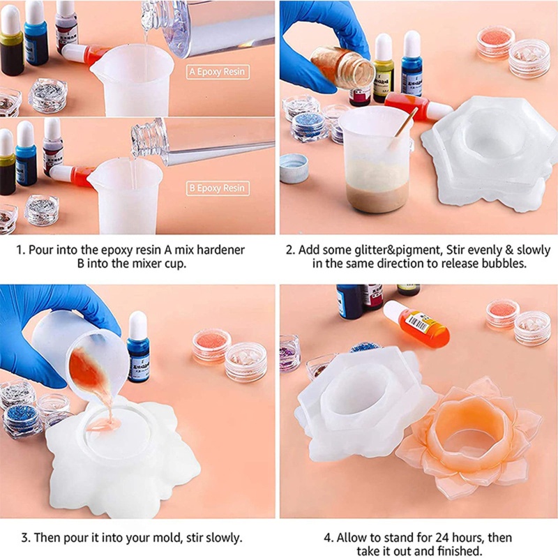 Khuôn Làm Giá Đỡ Đèn Hình Hoa Sen Bằng Resin Epoxy Resin