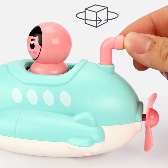 Tàu chiến vặn cót bơi và bắn nước - Đồ chơi nhà tắm bằng nhựa ABS cho bé SN04