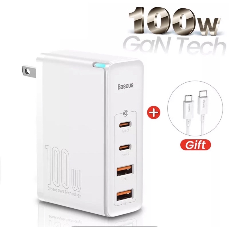 Bộ Sạc 100W GaN2 Pro PD QC 4.0 3.0 USB Type C Dành Cho iPhone và macbook...+ Tặng Cáp PD 100W