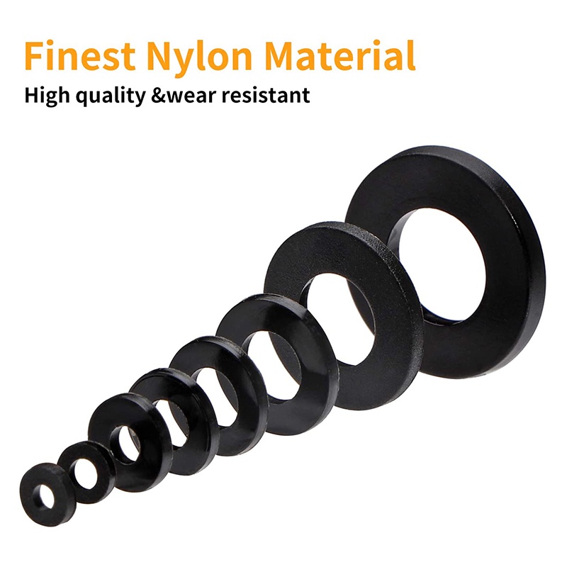Set 500 Vòng Đệm Nylon 8 Kích Cỡ M2 M2.5 M3 M4 M5 M6 M8 M10